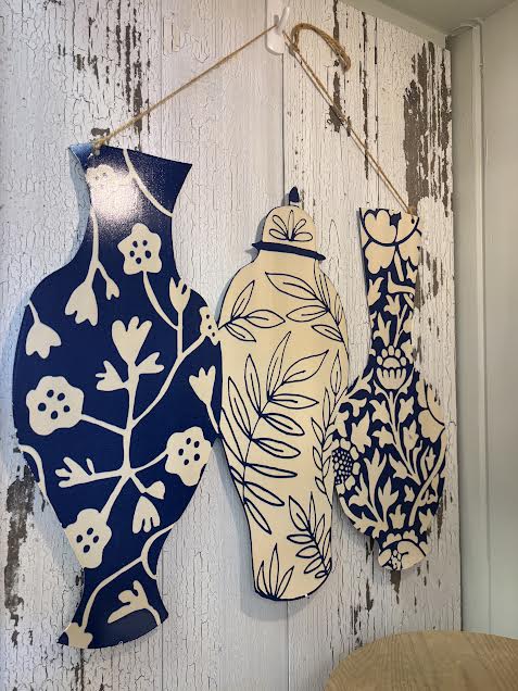 Chinoiserie Vases Door Hanger Blue/Wht 19.25x19.75"