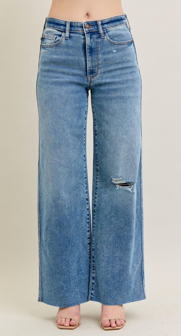 Judy Blue Always Us Vintage Wide Leg w/ Destroy