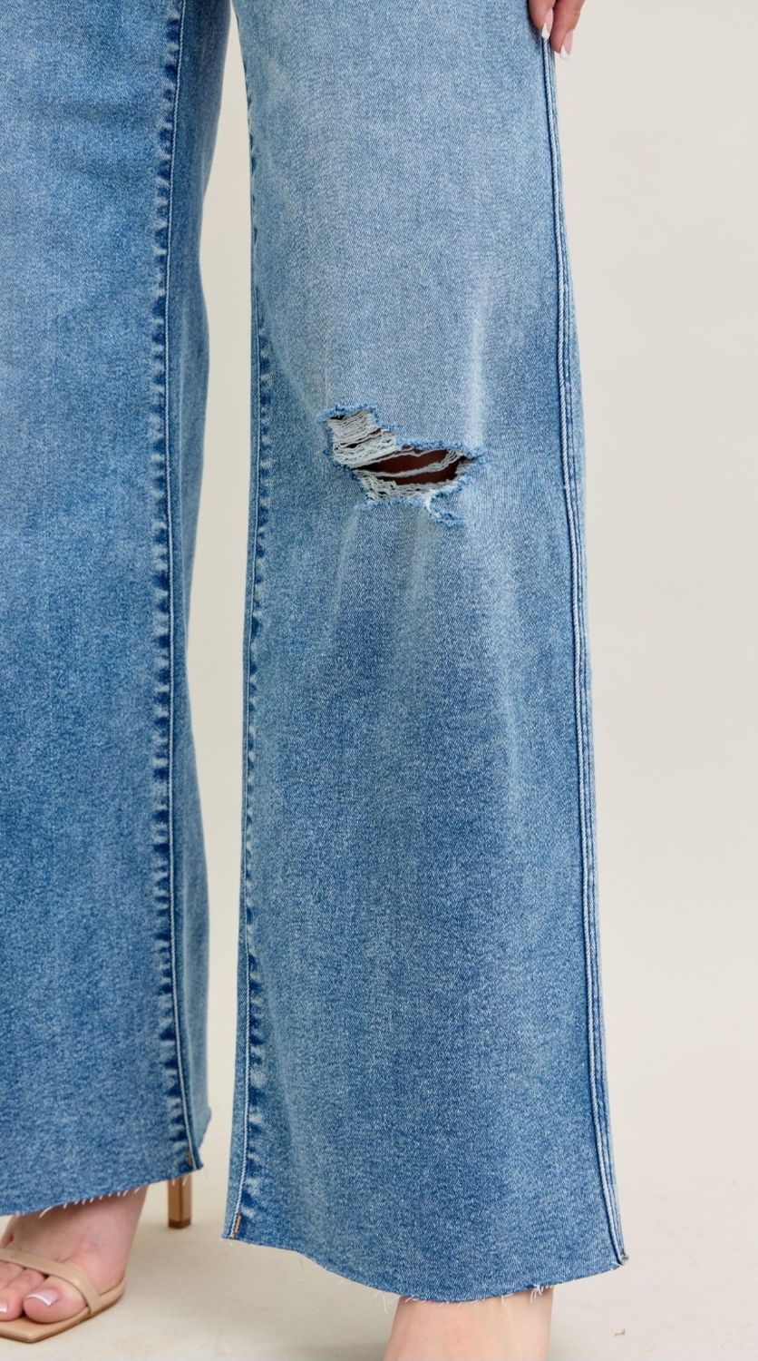 Judy Blue Always Us Vintage Wide Leg w/ Destroy