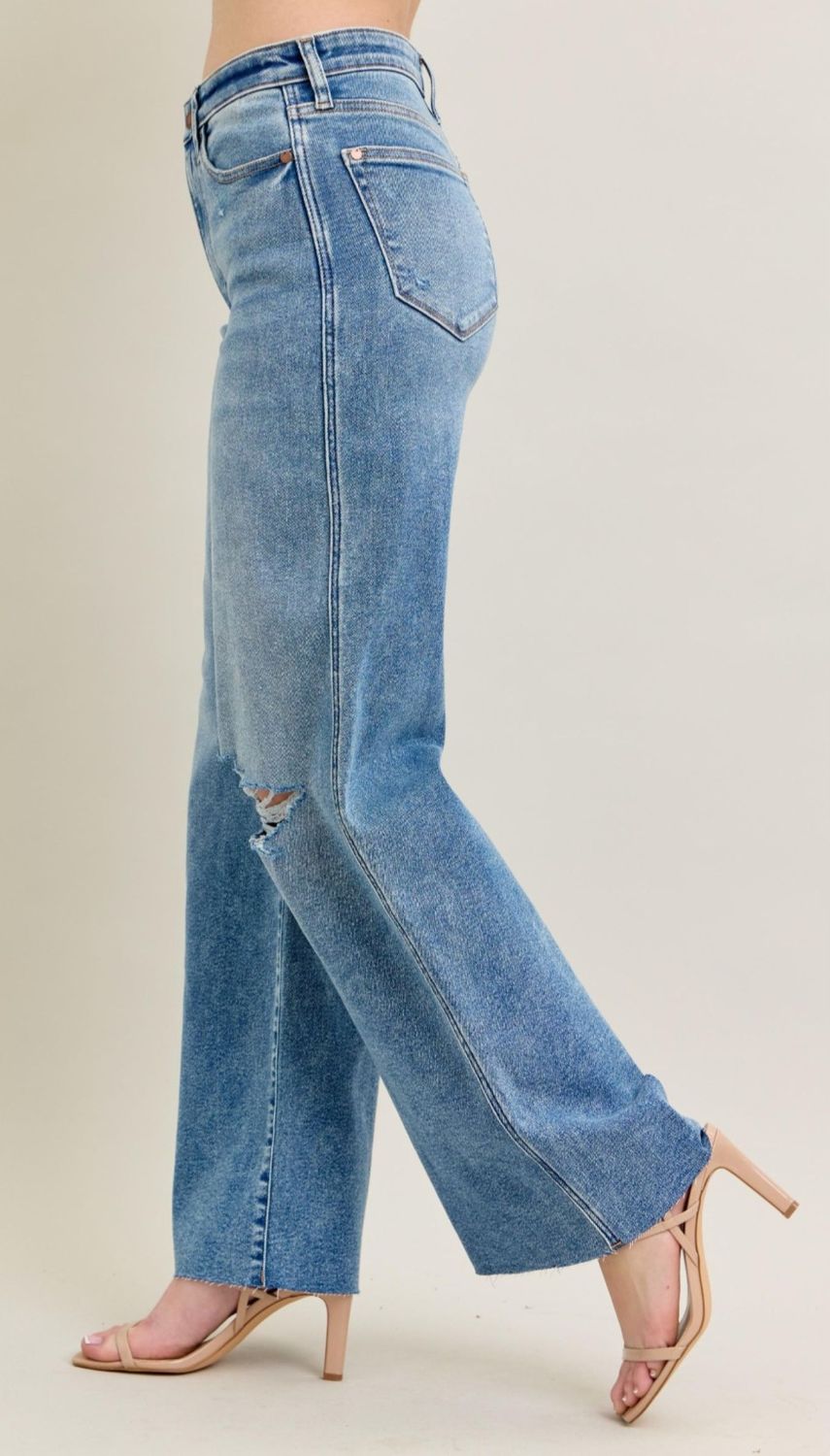 Judy Blue Always Us Vintage Wide Leg w/ Destroy