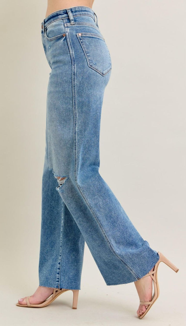 Judy Blue Always Us Vintage Wide Leg w/ Destroy
