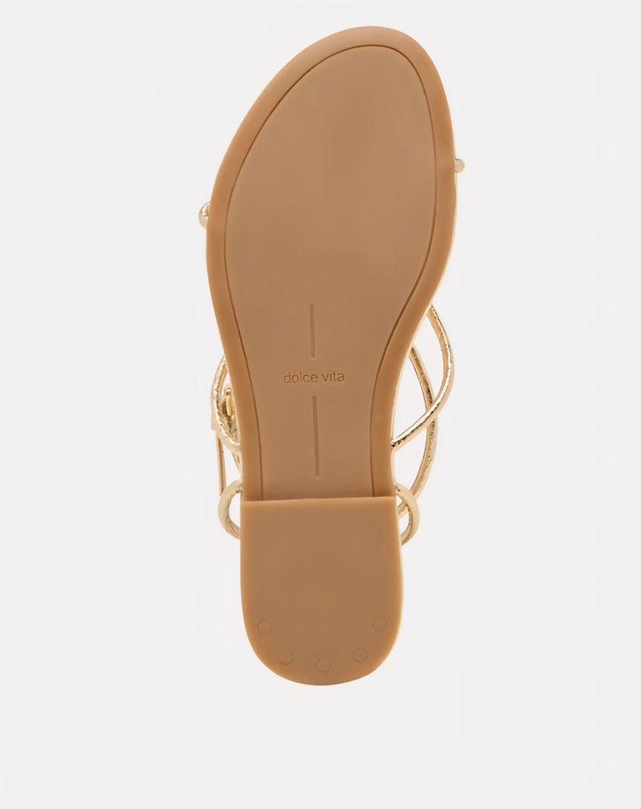 Dolce Vita Kenley Gold Distressed Leather Sandal