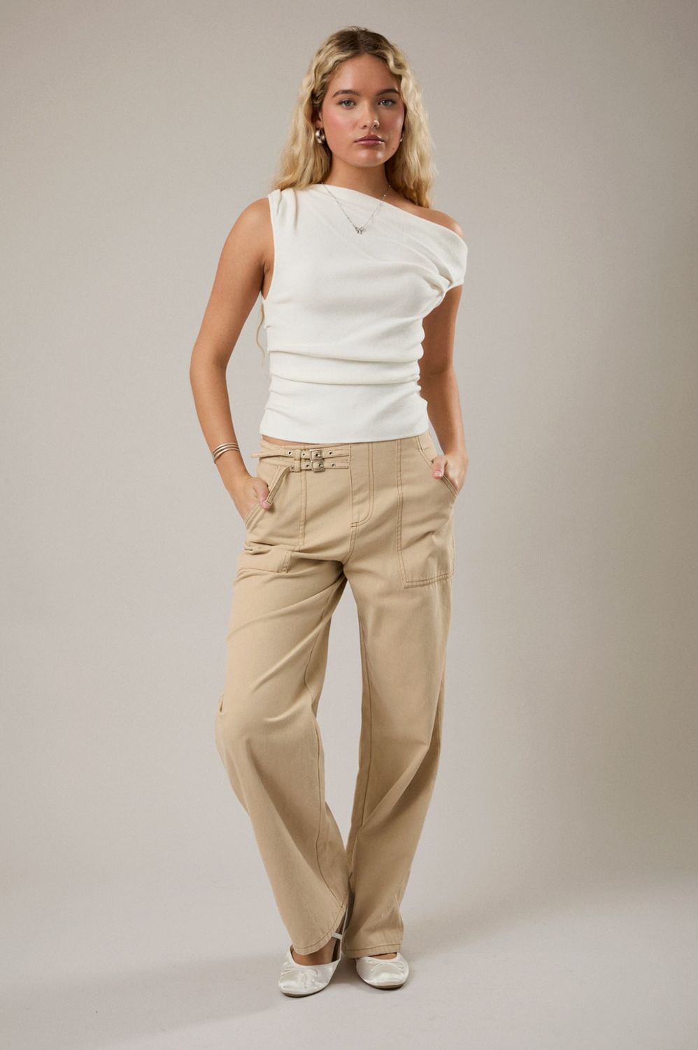 Chic Asymmetrical Neck Sweater Top
