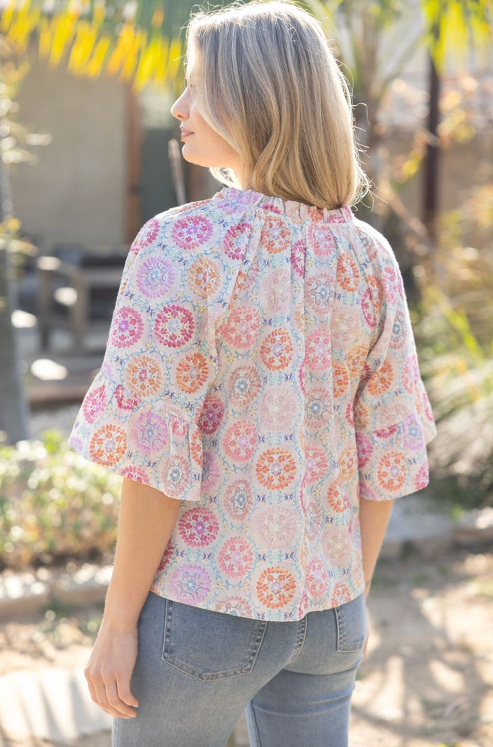 Bloom &amp; Breeze Floral Embroidered Top