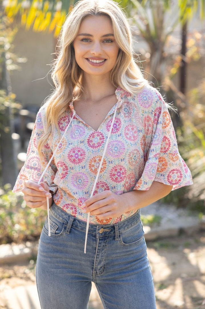 Bloom &amp; Breeze Floral Embroidered Top