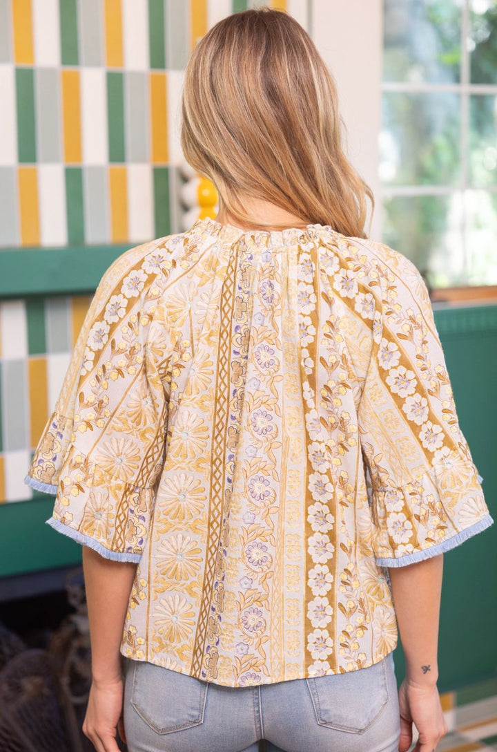 Honey Blossom Floral Embroidery Top