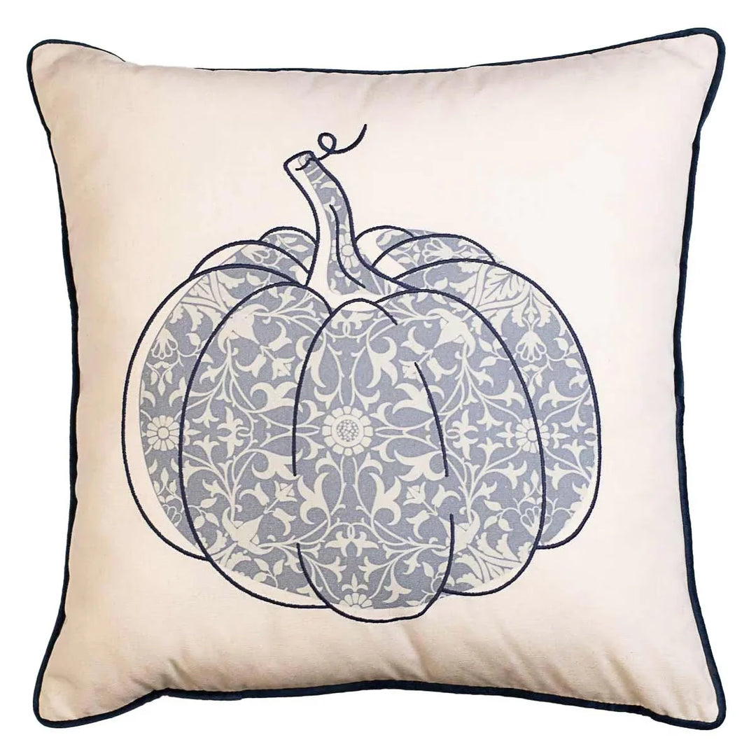 Wimberly Pumpkin Pillow Soft White/Blue 18x18