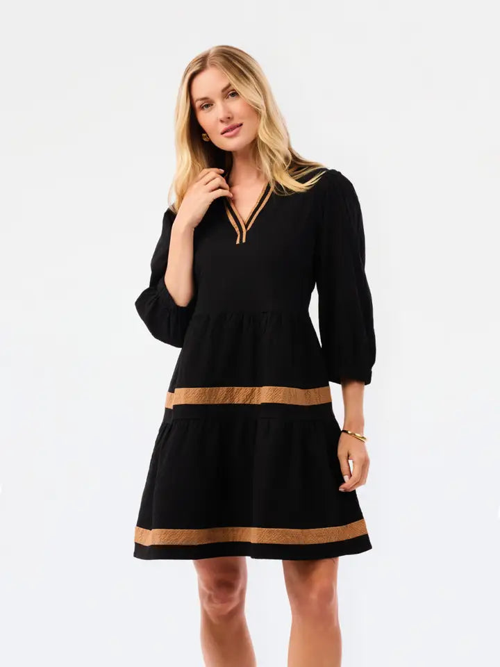 Mary Square Cooper Dress Black/Tan