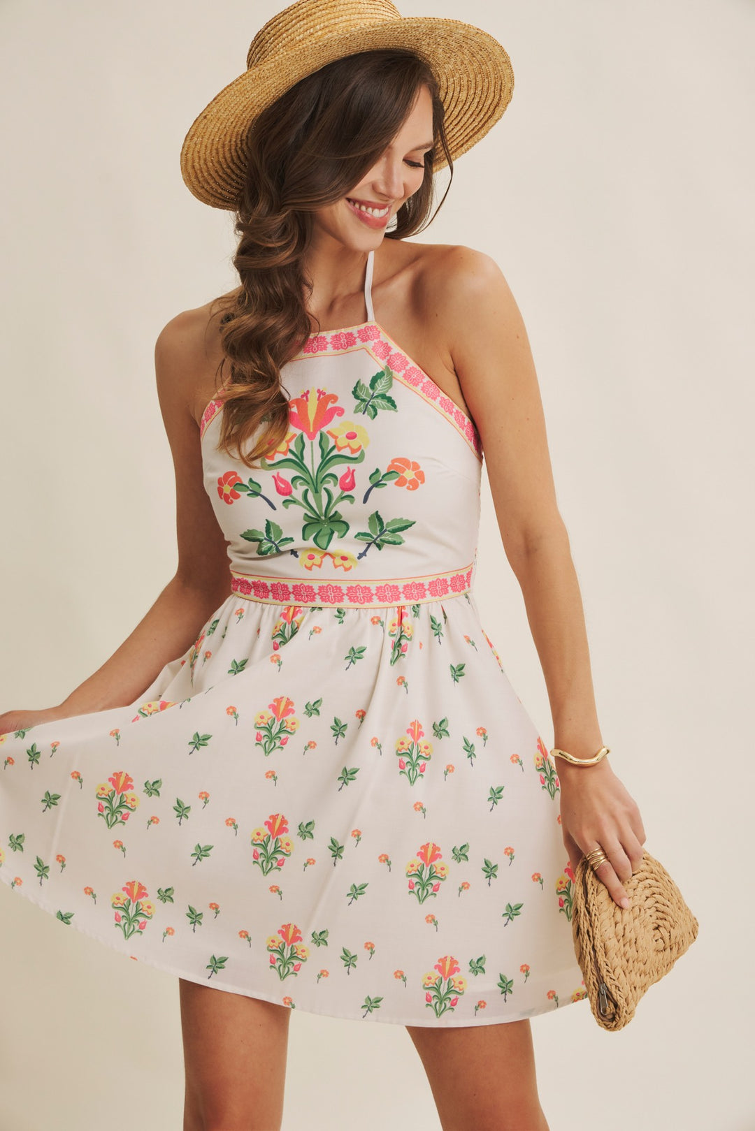 Mediterranean Muse Halter Dress