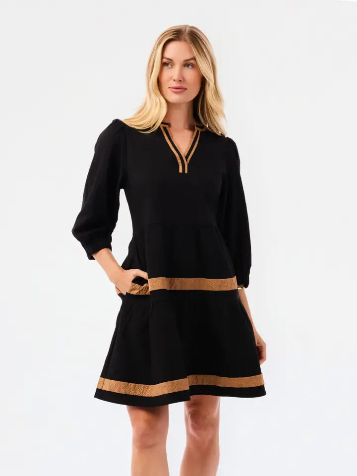 Mary Square Cooper Dress Black/Tan
