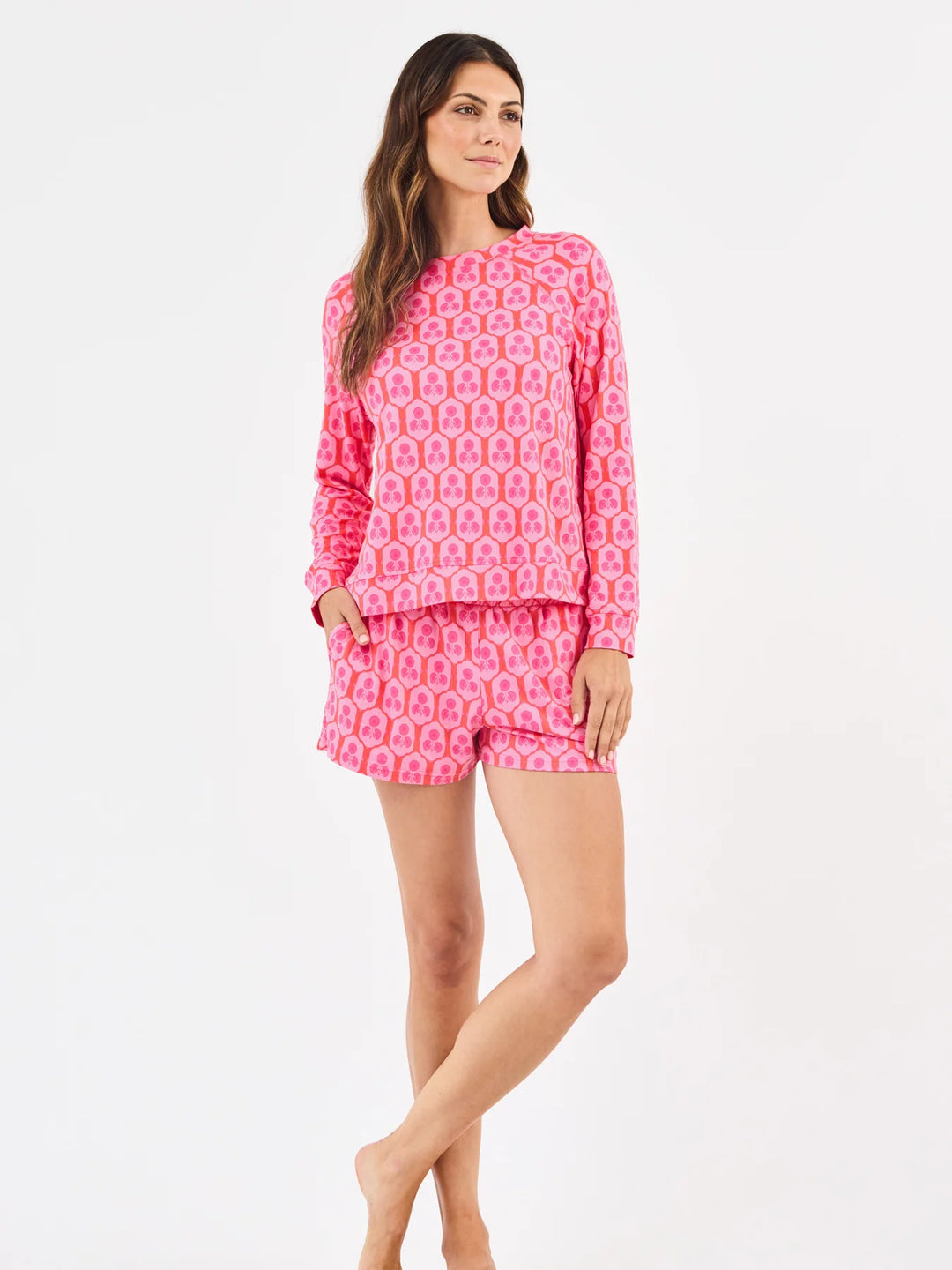 Mary Square Rosette Charm Pink Annie Short Set