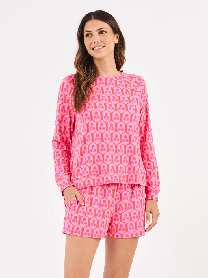 Mary Square Rosette Charm Pink Annie Short Set