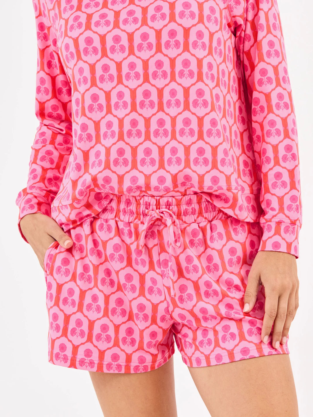 Mary Square Rosette Charm Pink Annie Short Set