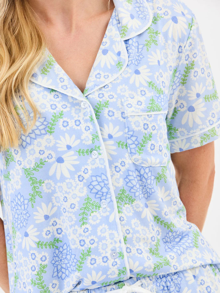 Mary Square Daisy Chain-Blue Charlotte Pant Set