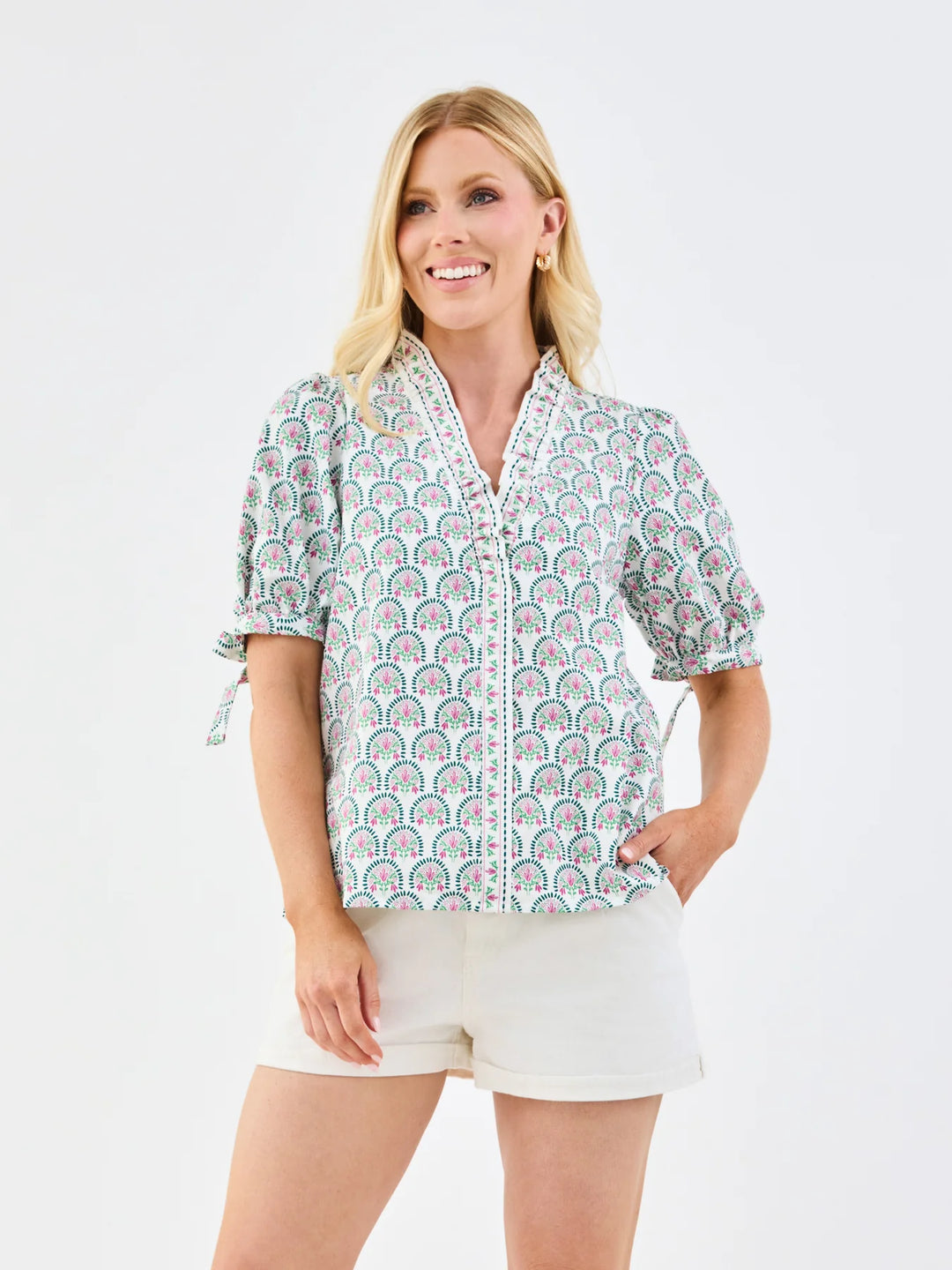 Mary Square Sunshower Flora White Brynn Top