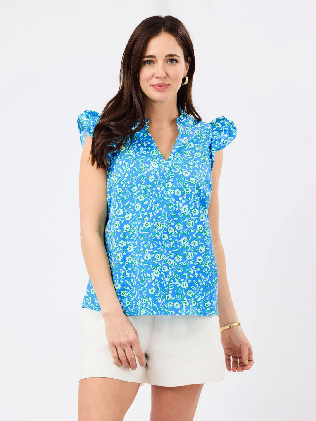 Mary Square Meadow Line Blue Leigh Top