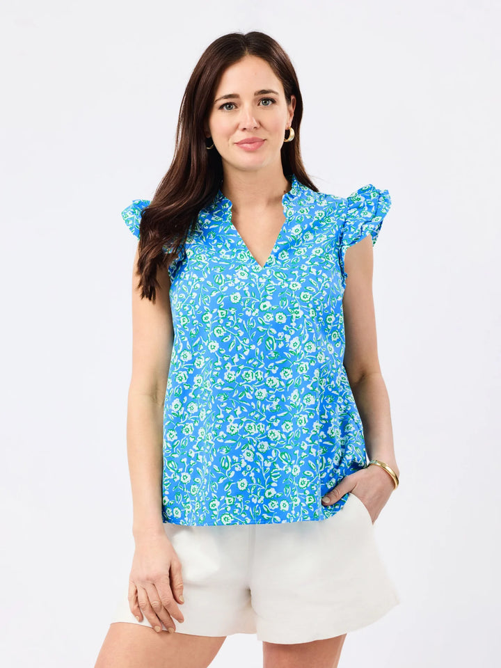Mary Square Meadow Line Blue Leigh Top
