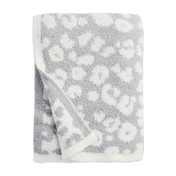 Mud Pie Leopard Blanket Grey