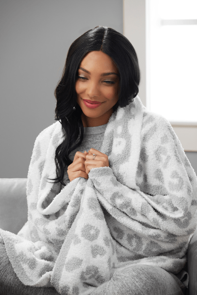 Mud Pie Leopard Blanket Grey