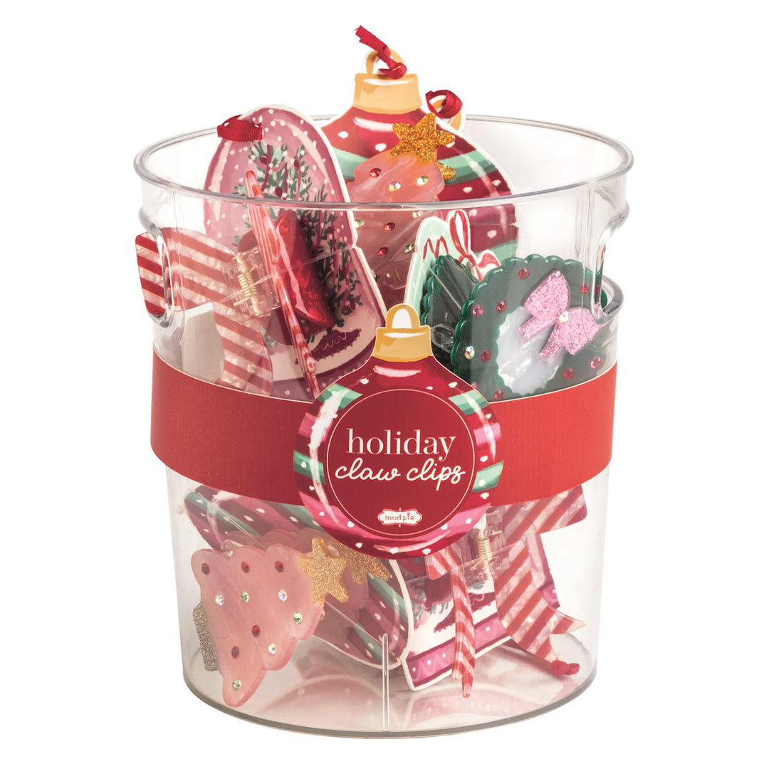 Mud Pie Pink Holiday Claw Clips
