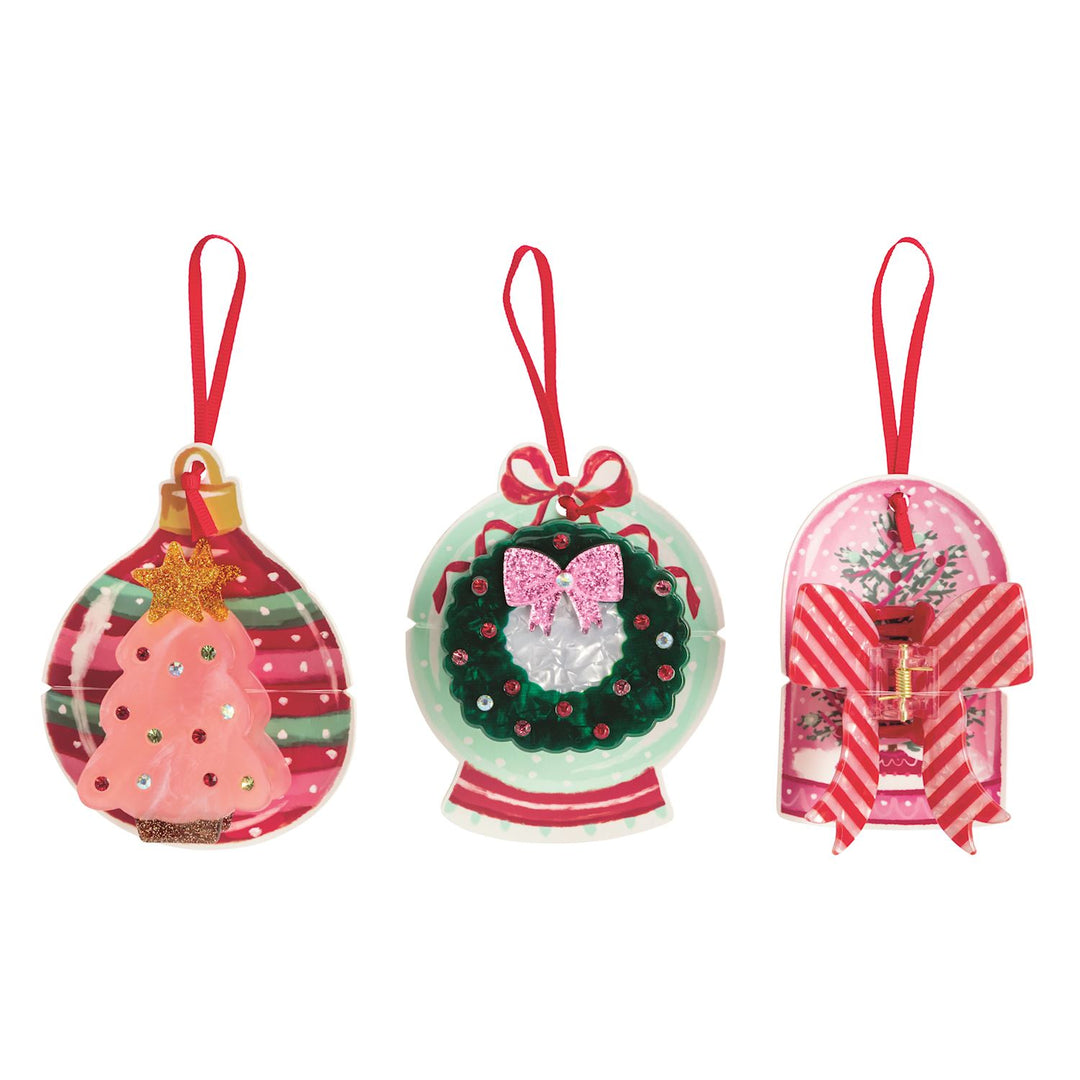 Mud Pie Pink Holiday Claw Clips