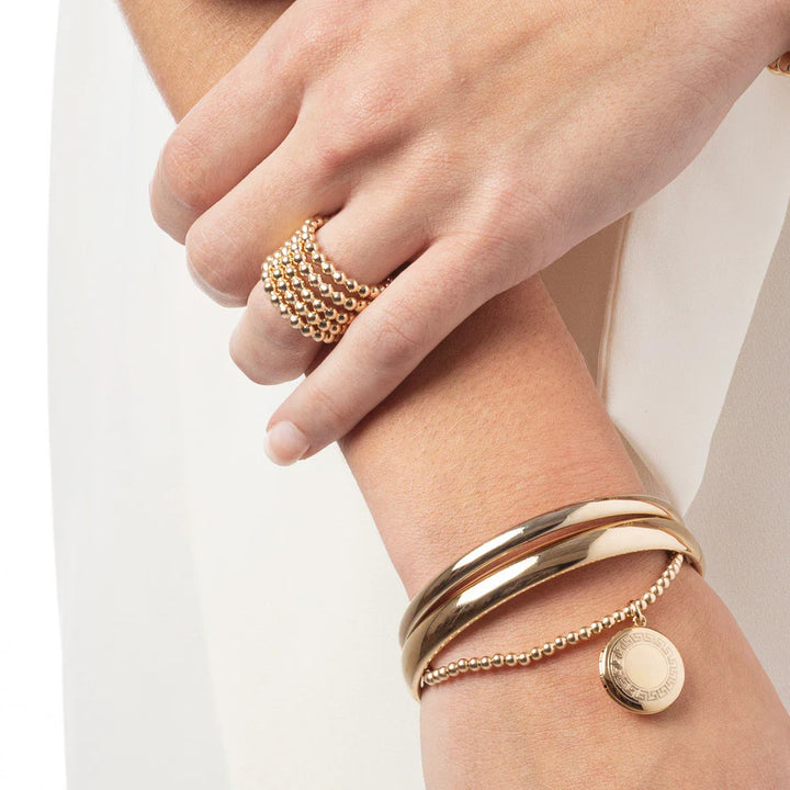 enewtob Classic Gold 3mm Bracelet - Cherish Small Gold Locket