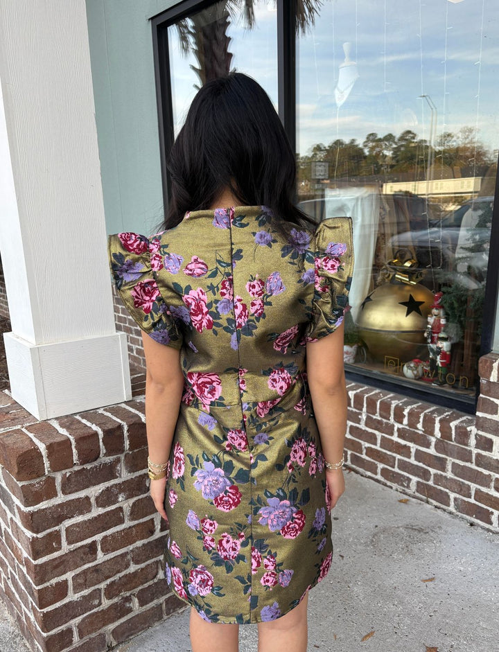 Gilded Golden Floral Dress