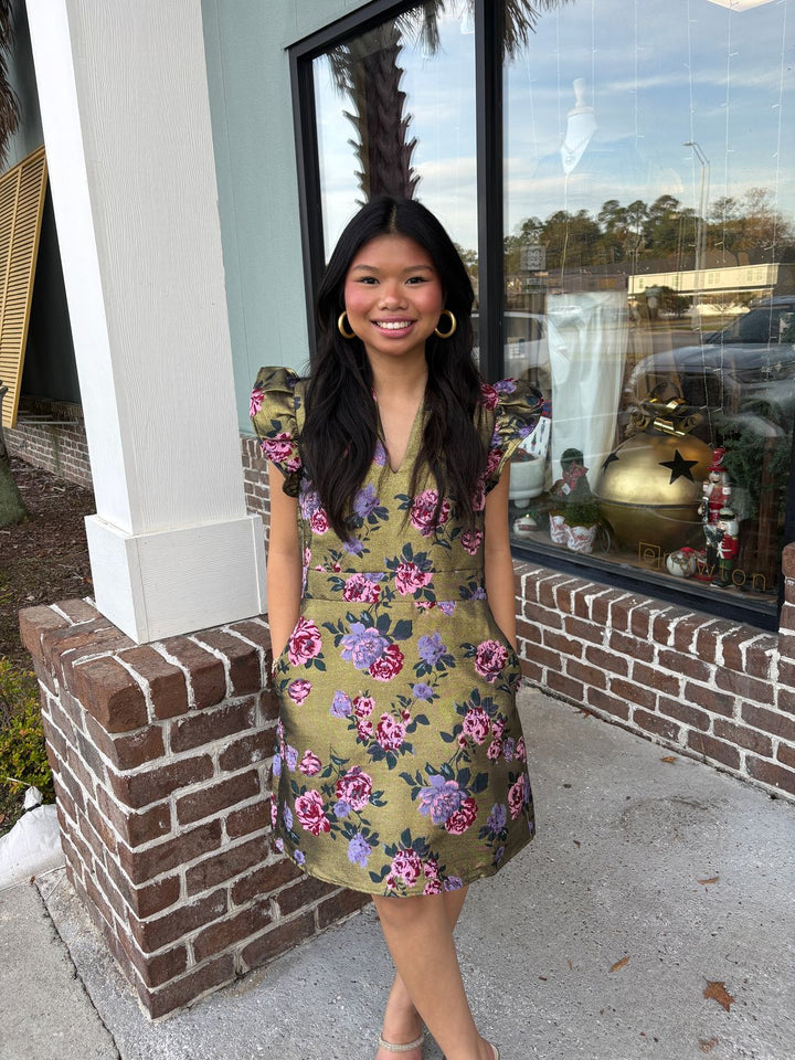 Gilded Golden Floral Dress