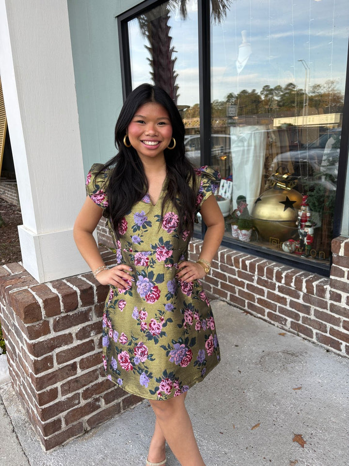 Gilded Golden Floral Dress