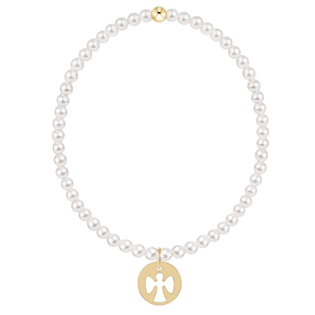 enewton Classic Pearl 3mm Bracelet - Love Gold Disc