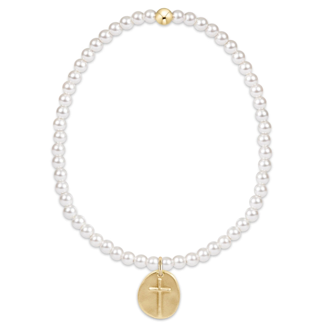 enewton Classic Pearl 3mm Bead Bracelet - Inspire Small Gold Disc