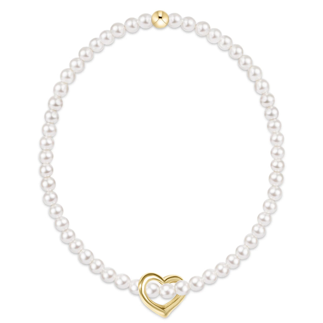 enewton Classic Pearl 3mm Bracelet - Love Gold Charm