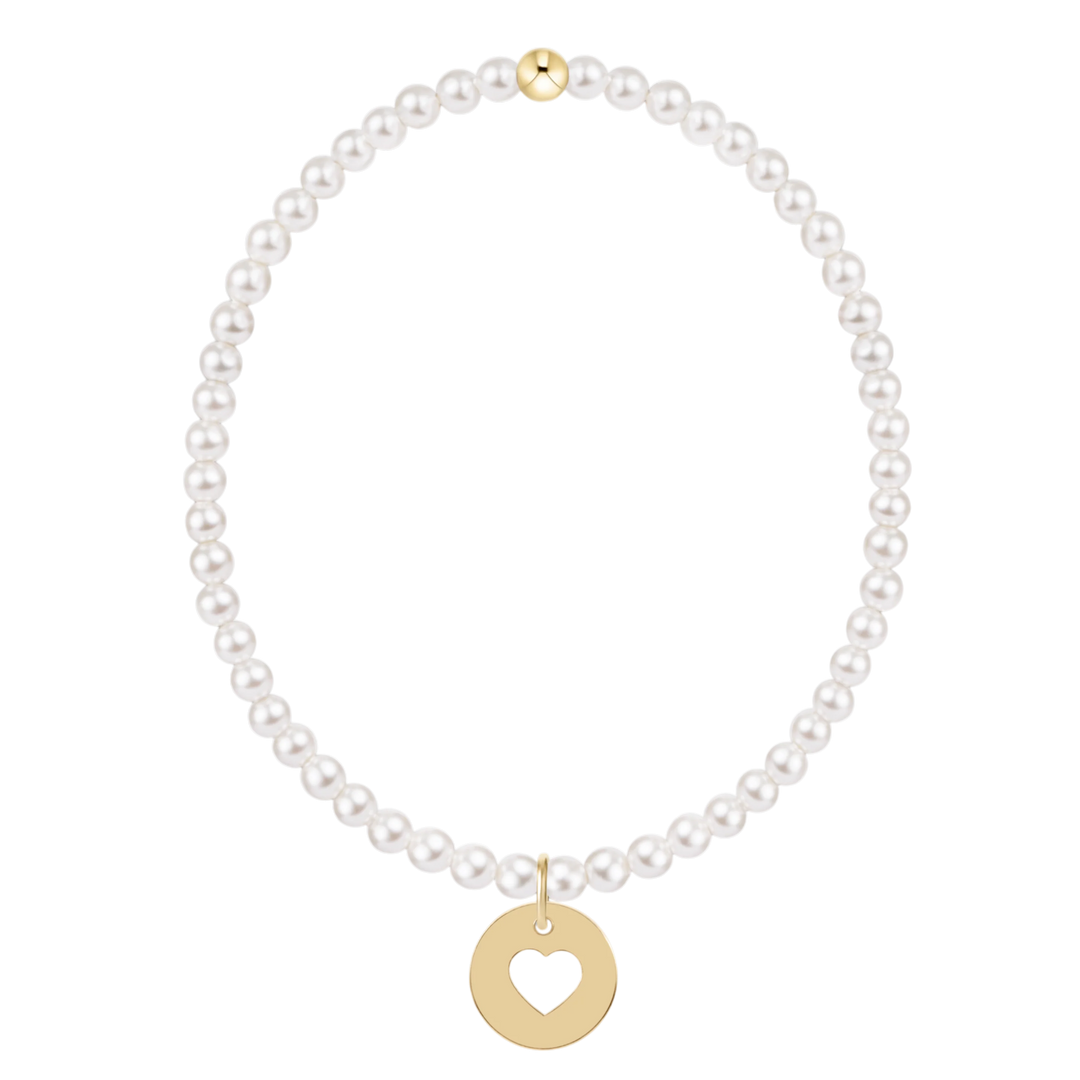 enewton Classic Pearl 3mm Bracelet - Love Gold Disc