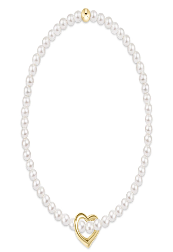 enewton Extends Classic Pearl 3mm Bracelet - Love Gold Charm