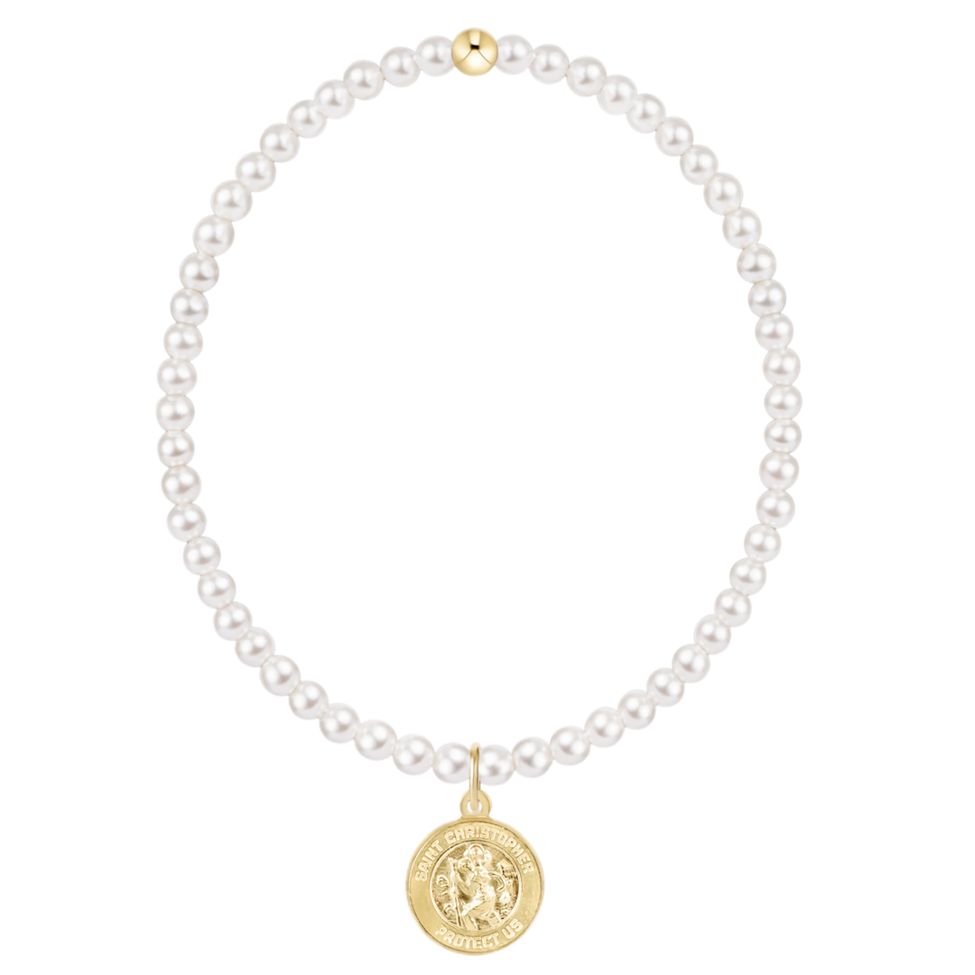 enewton Classic Pearl 3mm Bracelet - Protection Gold Disc