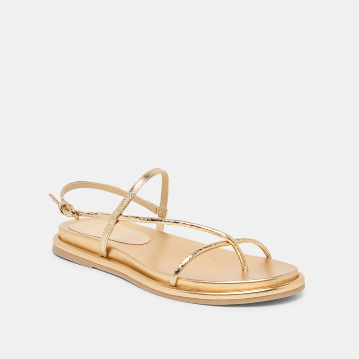Dom Sandals Gold Distressed Leather