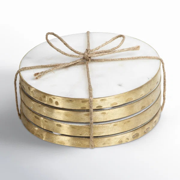 Mary Square Marble Set/ 4 Round Coasters