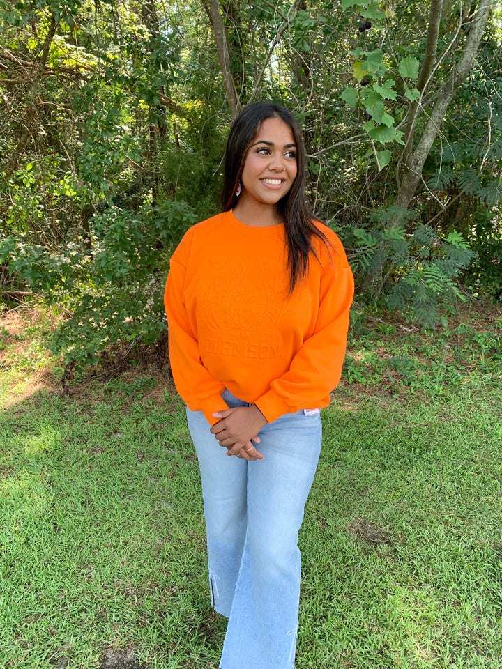 Mary Square Clemson Tiger Head Sarah Sweatshirt