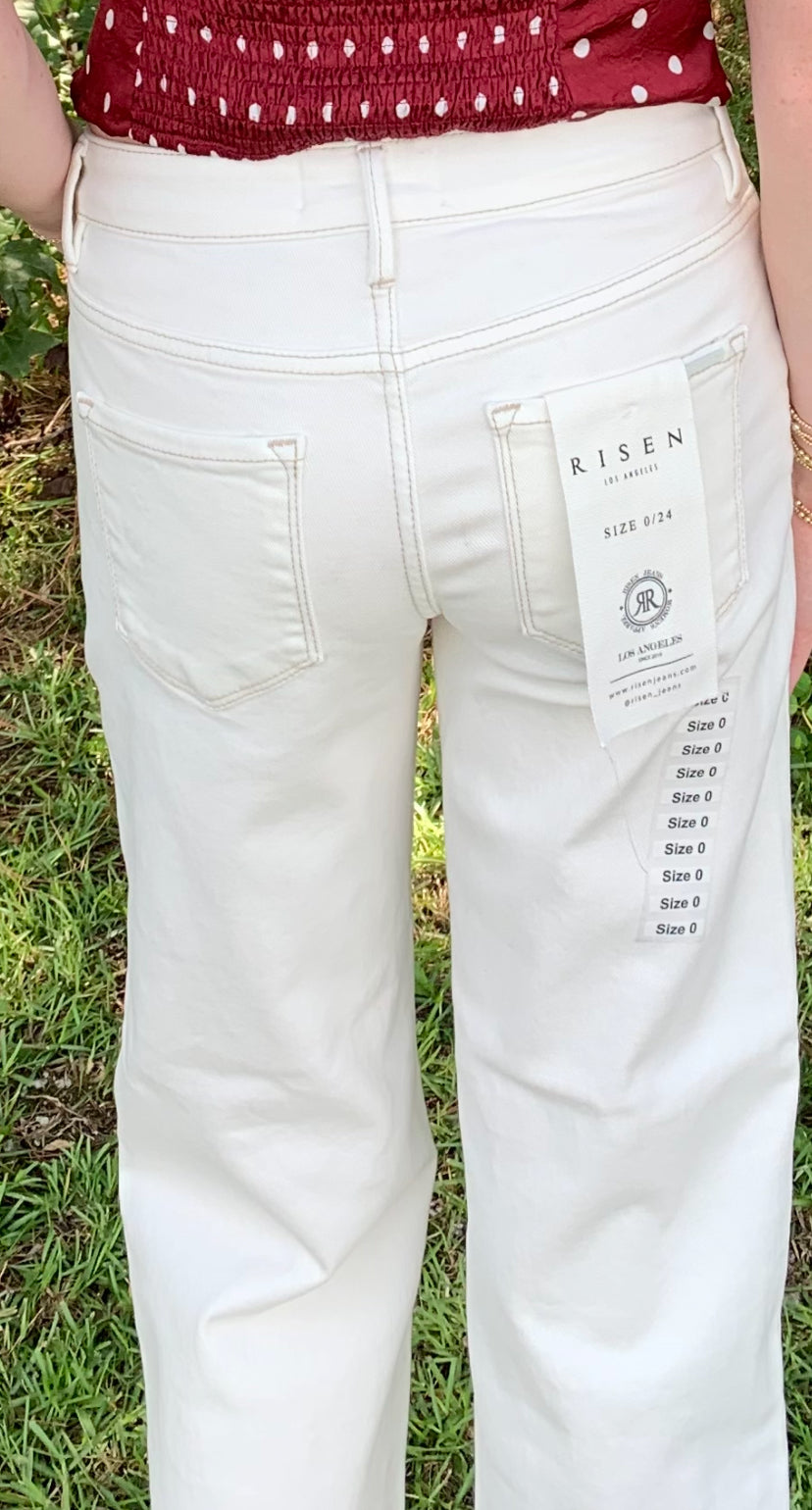 Risen Always Ready Tummy Control Mid Rise Ankle Straight Raw Hem Pant - Stretchy