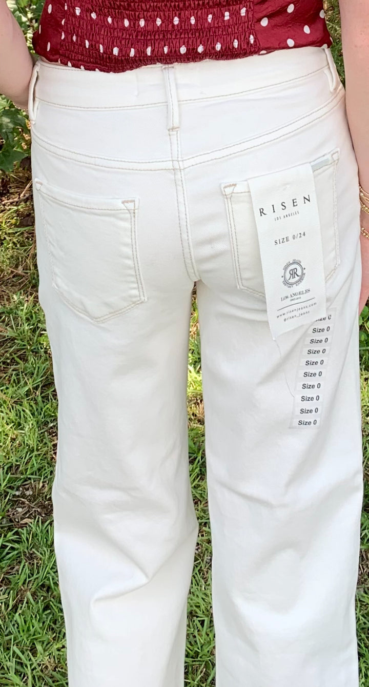 Risen Always Ready Tummy Control Mid Rise Ankle Straight Raw Hem Pant - Stretchy