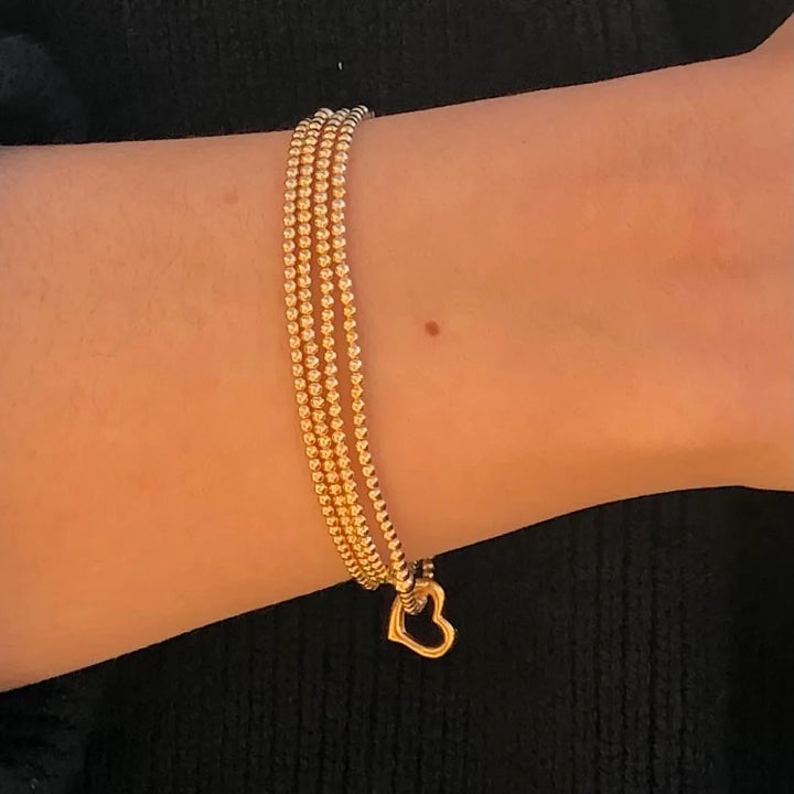 enewton Classic Gold 2.5mm Bracelet - Love Gold Charm