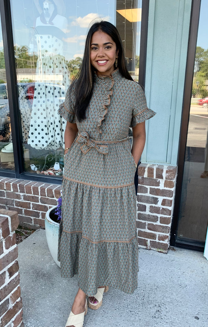 Amber Leaf Jacquard Maxi