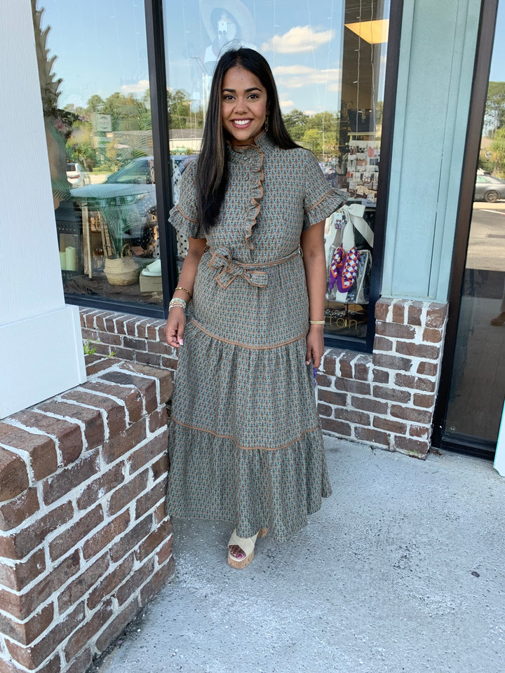 Amber Leaf Jacquard Maxi