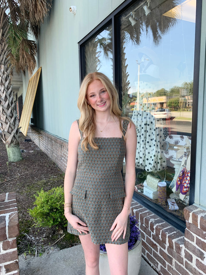 Amber Leaf Jacquard Romper