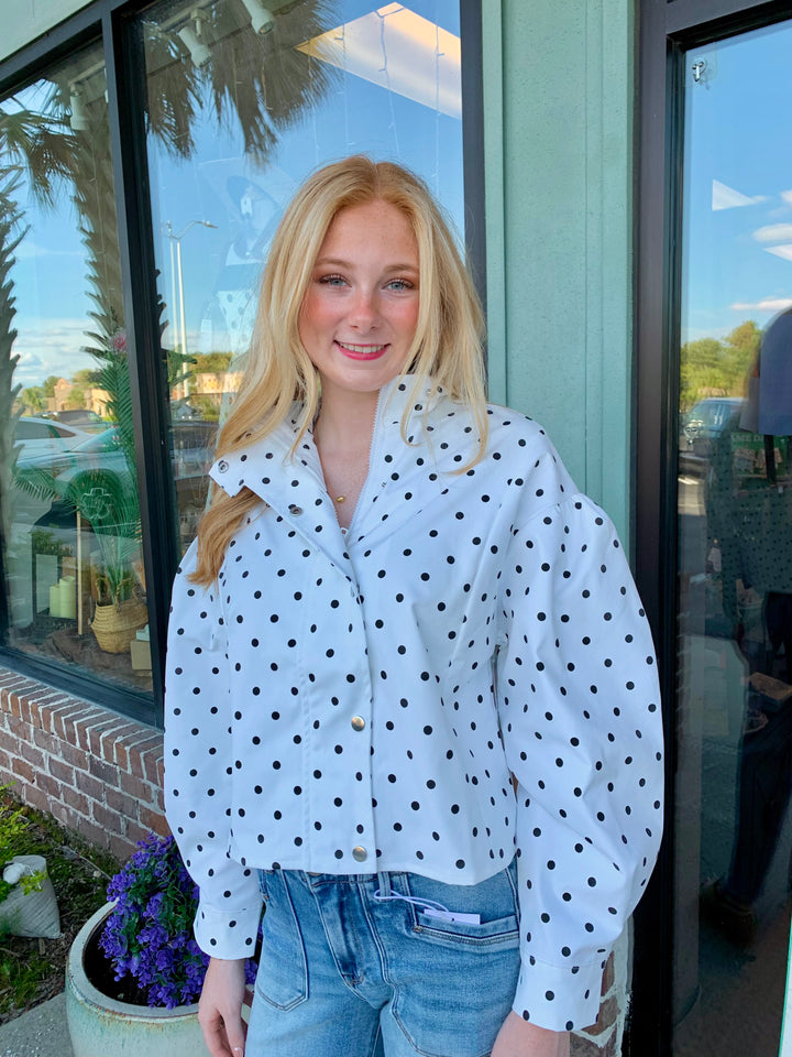 Polka Dot Collar Snap Jacket