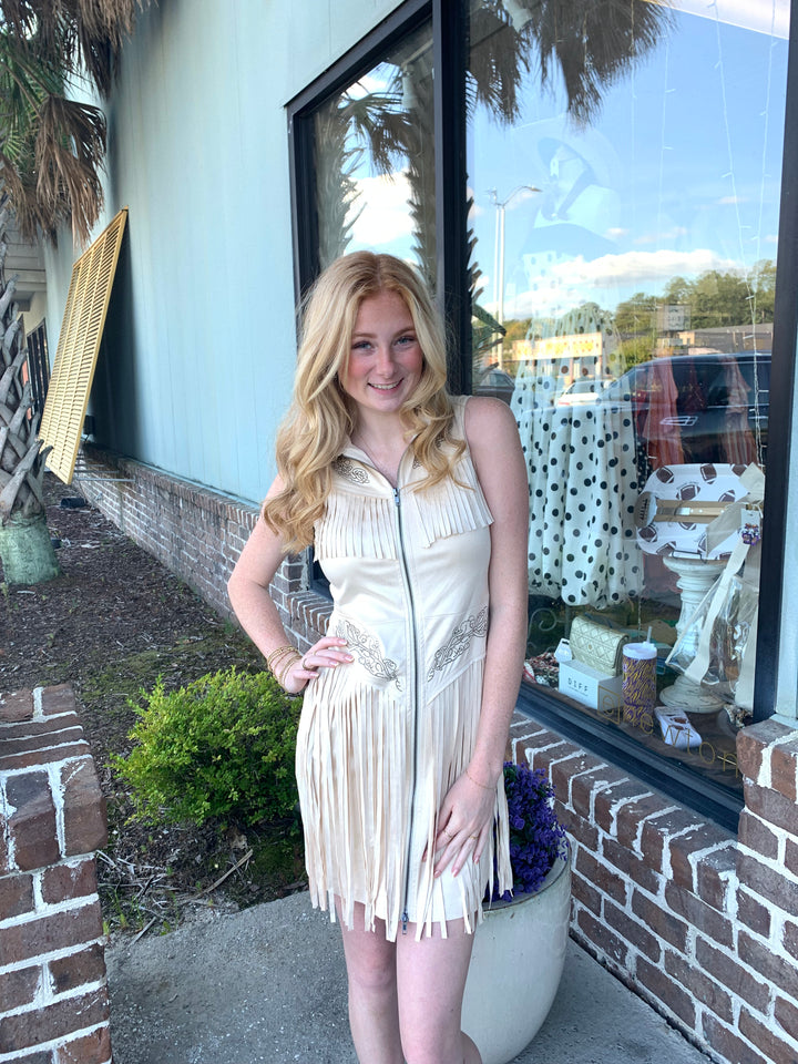 Somewhere Out West Suede Dress