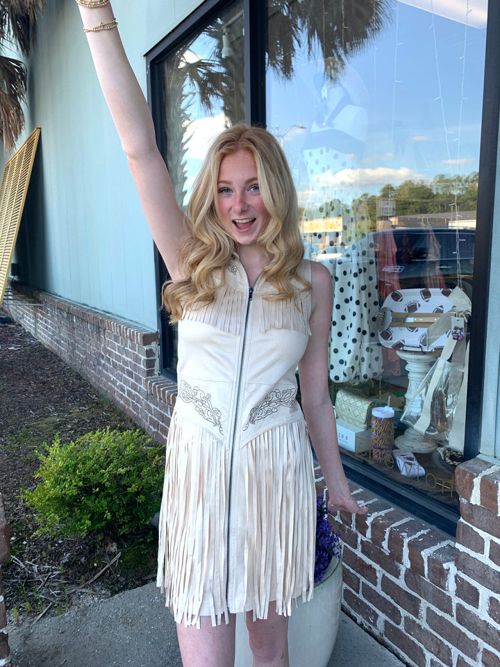 Somewhere Out West Suede Dress
