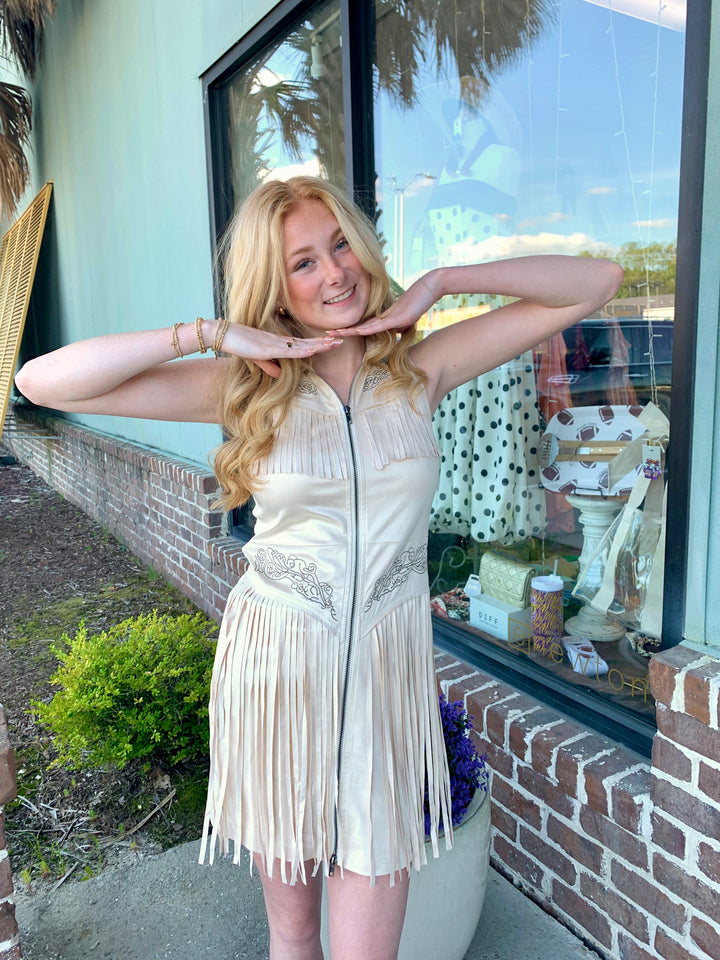 Somewhere Out West Suede Dress