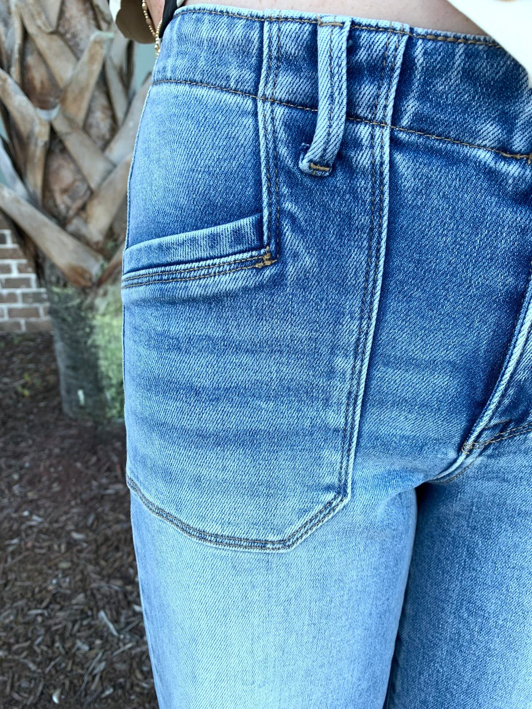 Risen Be There HR Wide Leg Front Pocket Jeans - Stretchy