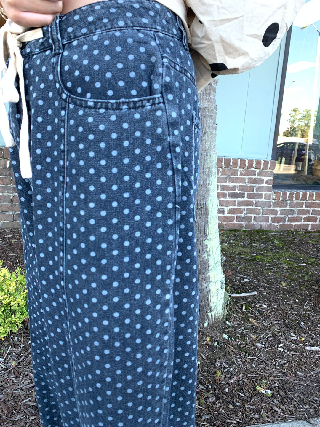 Playful Polka Dot Barrel Jean